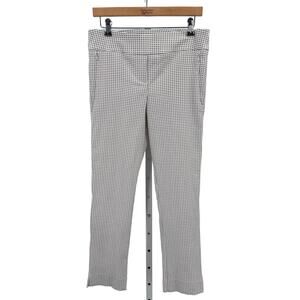 Margaret M Gray White Gingham Check Slimming Pull On Pants Womens L High Waist